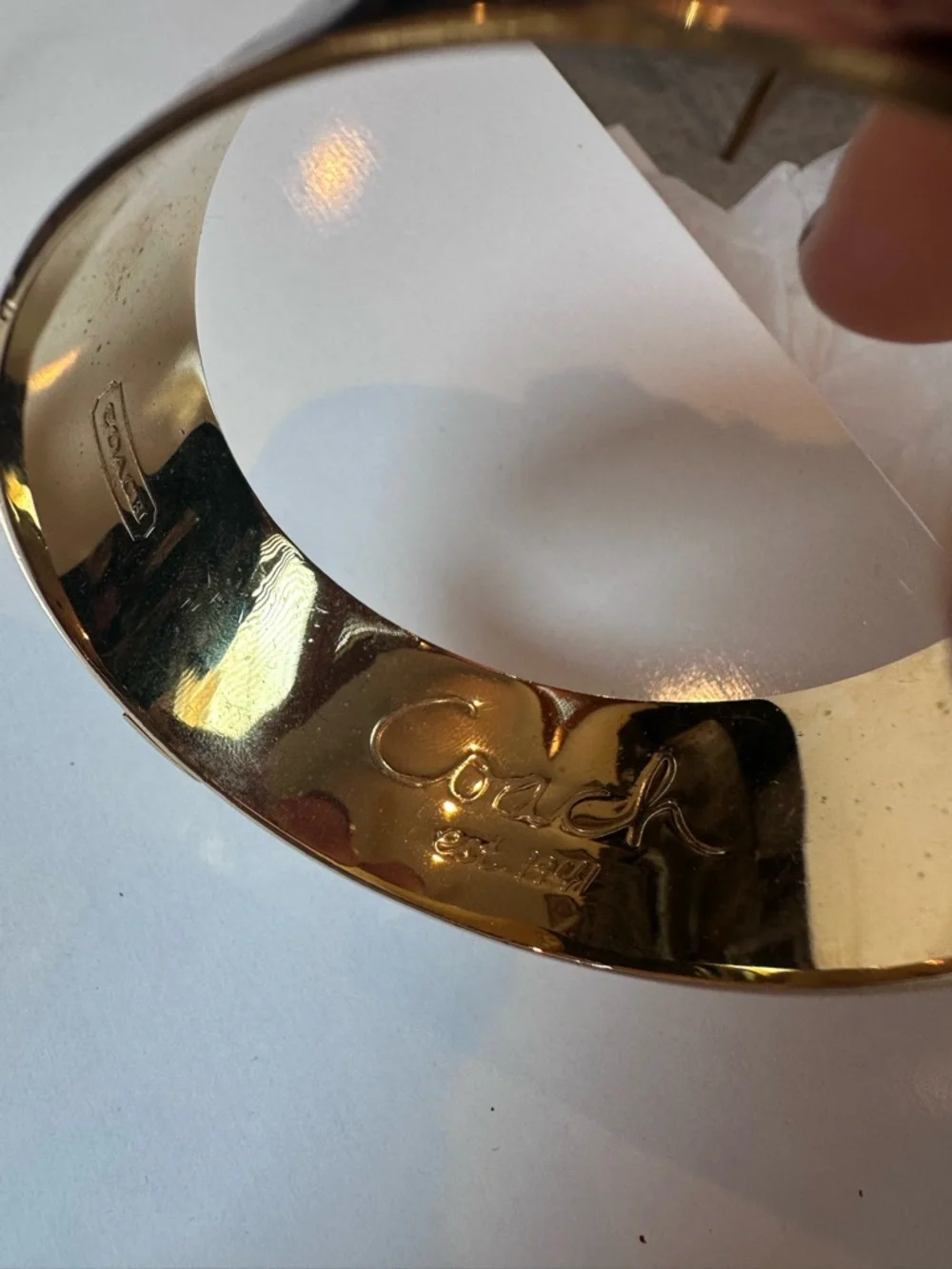 Coach Black & White Enamel Signature Stripe Bangle - Picture 2 of 3